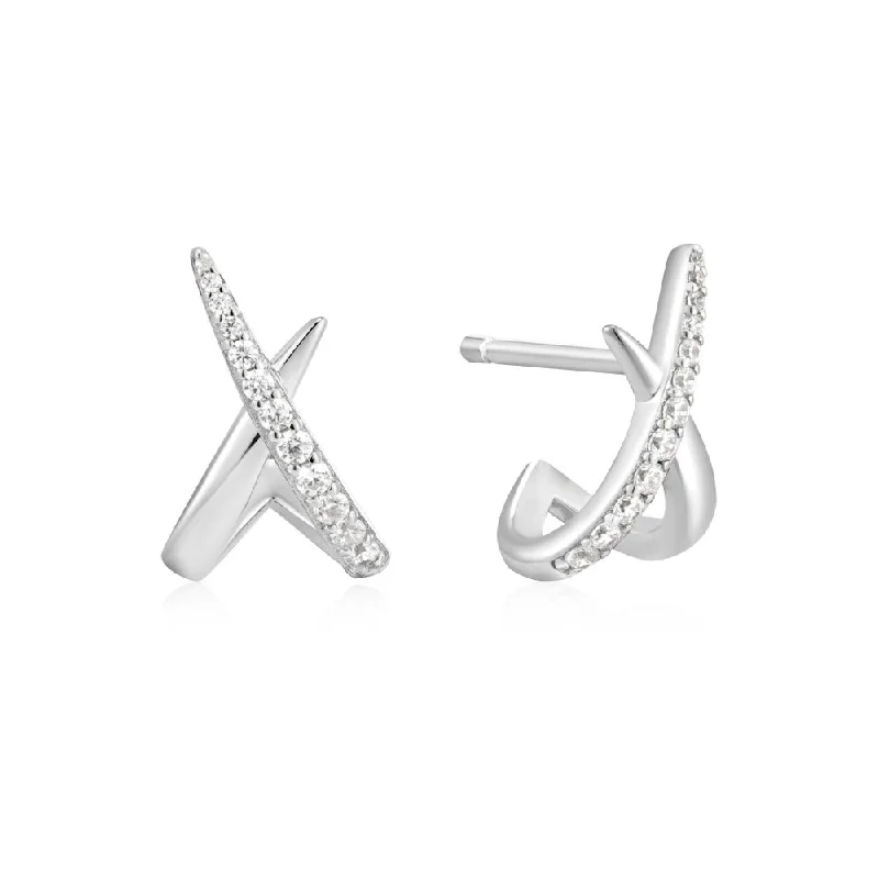 Sterling Silver Cubic Zirconia Kiss Stud Earrings by Ania Haie