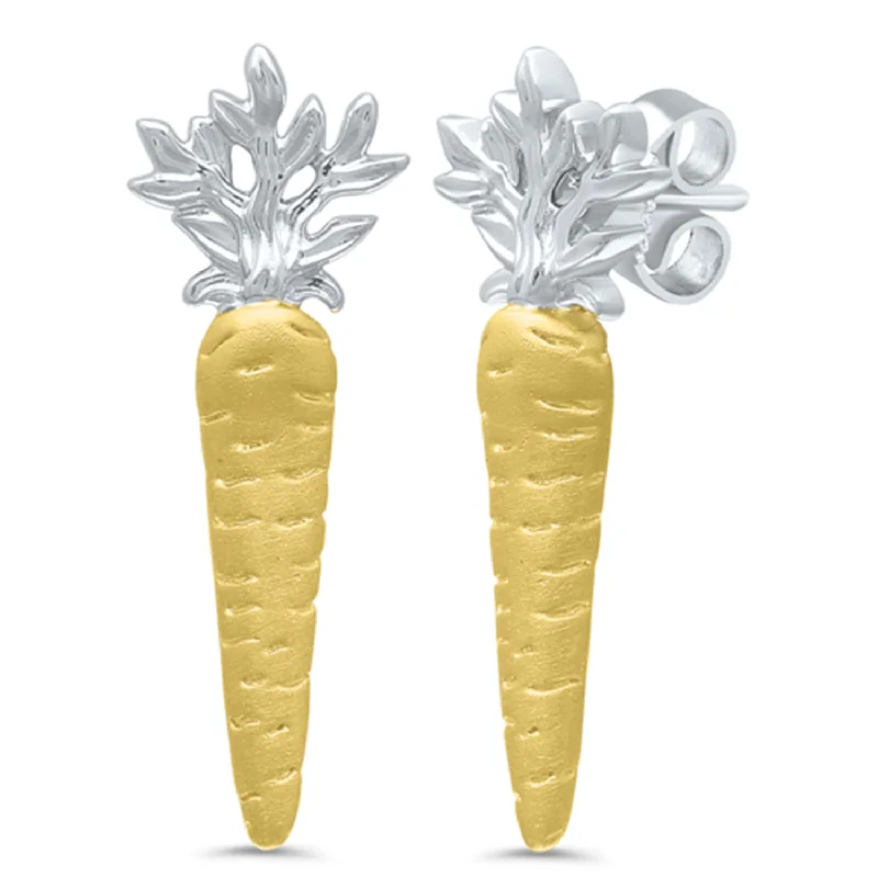 Sterling Silver & Gold Plated Carrot Stud Earrings