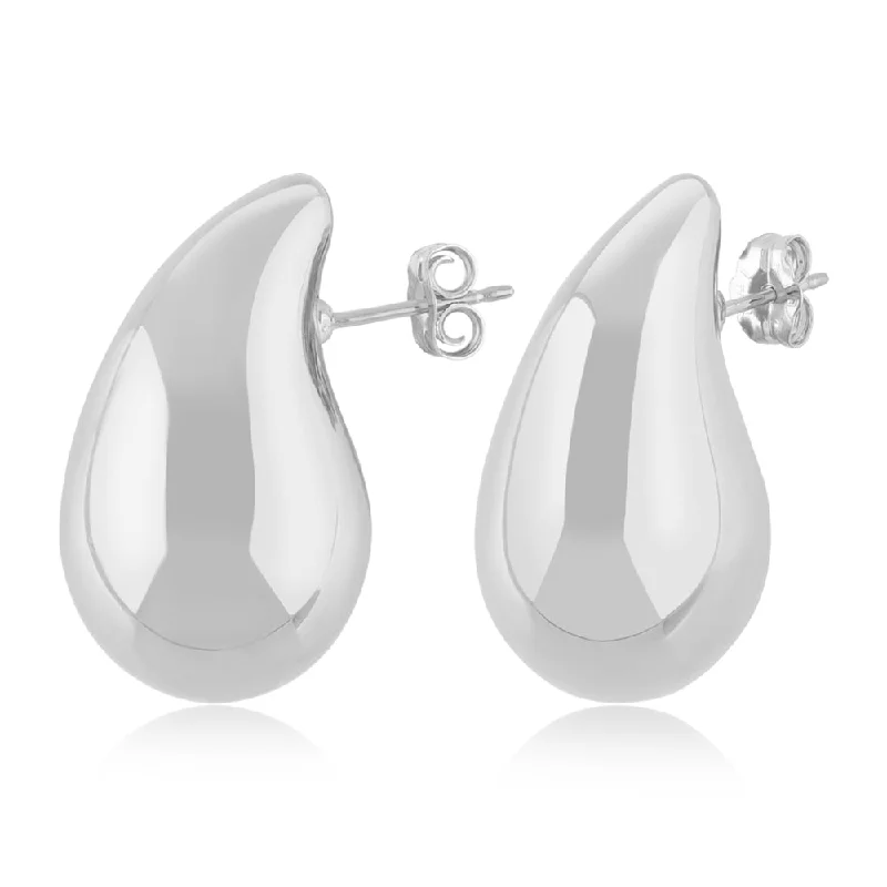 Sterling Silver Medium Tear Drop Stud Earrings