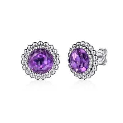 Sterling Sliver Faceted Amethyst Bujukan Stud Earrings