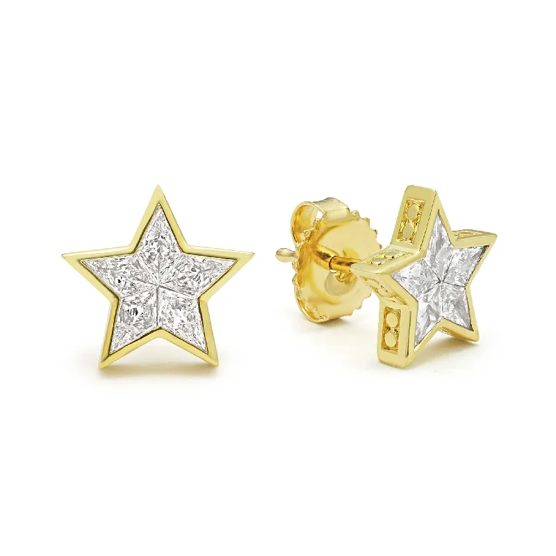 Studio 18K Gold Star Diamond Stud Earrings