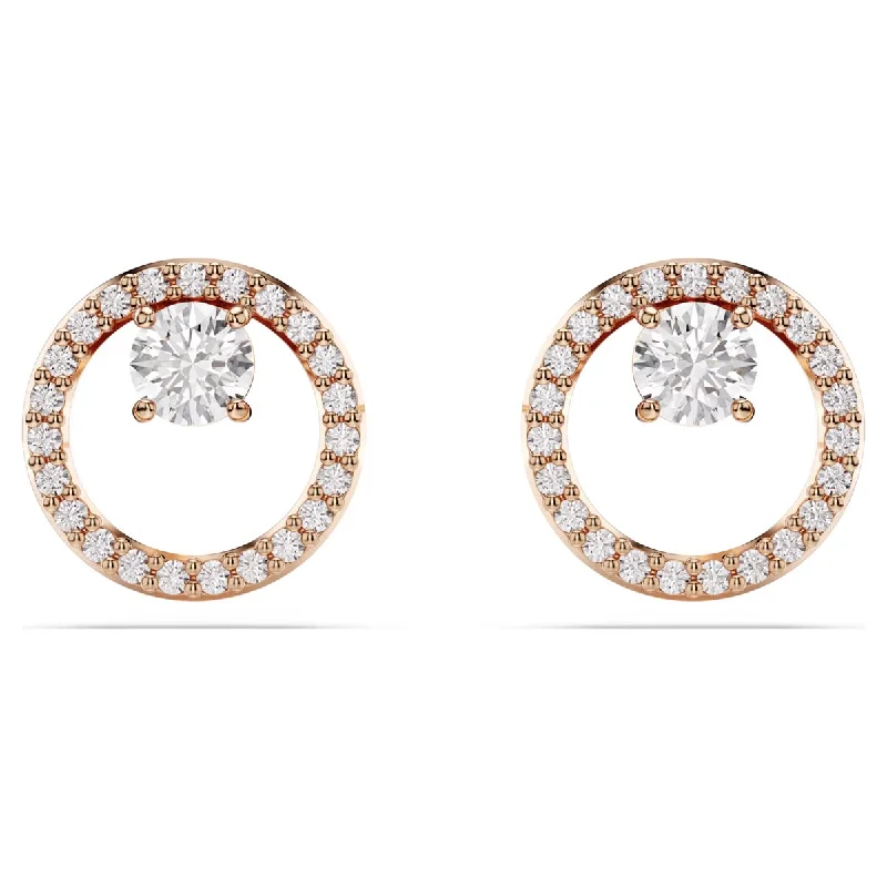 Swarovski Crystal Constella Circle Stud Earrings in Rose Toned Metal