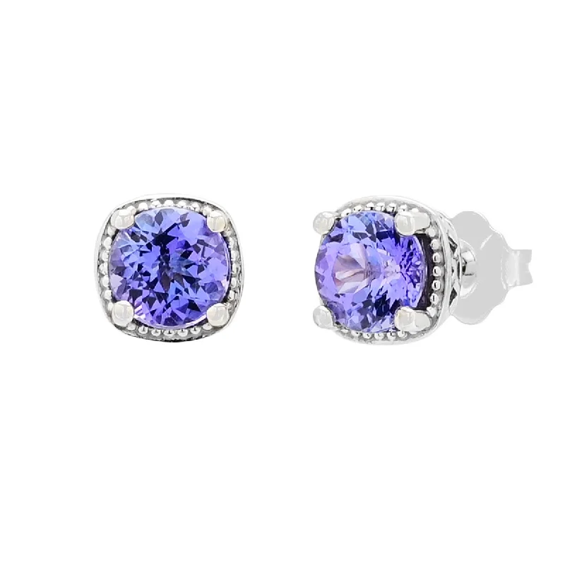 Tanzanite Stud Earrings in 14kt White Gold