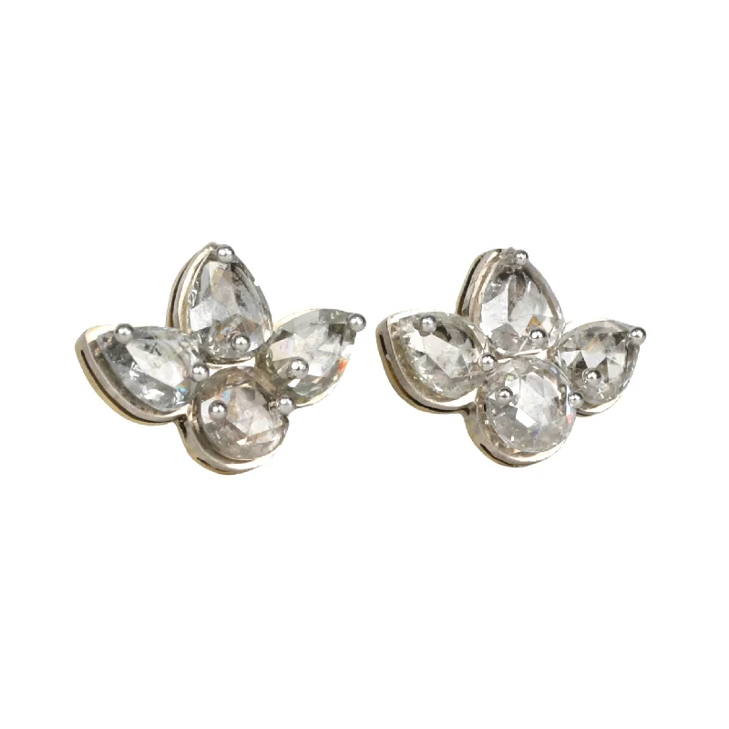 Inverted Rose Cut Mixed Shape Diamond Stud Earrings