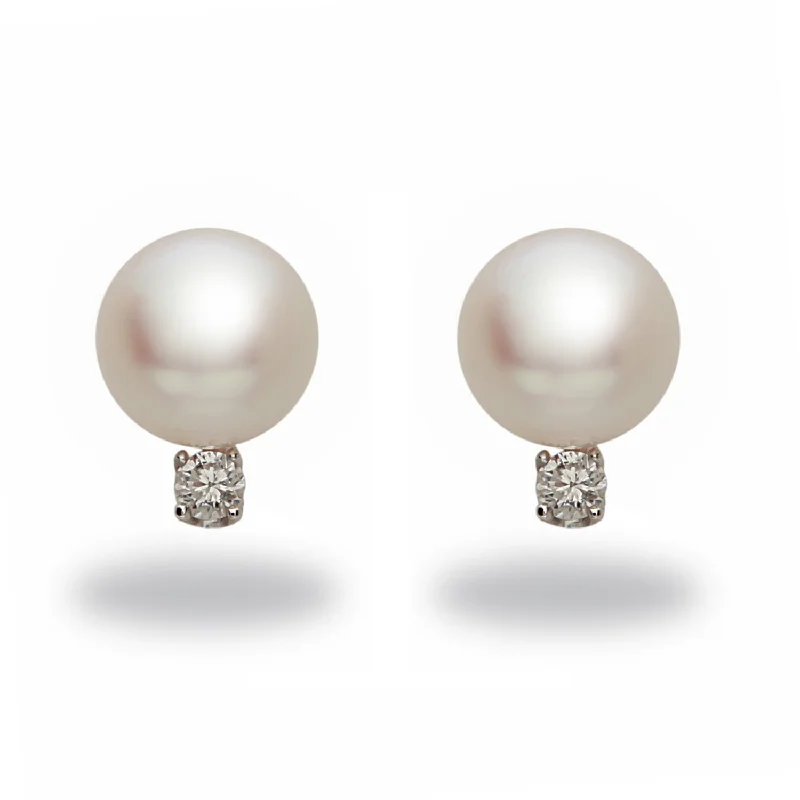 Tara Akoya Pearl and Diamond Stud Earrings