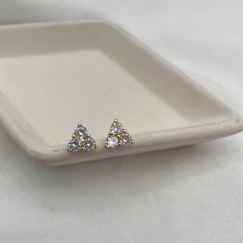 Trio Cluster CZ Stud Earrings