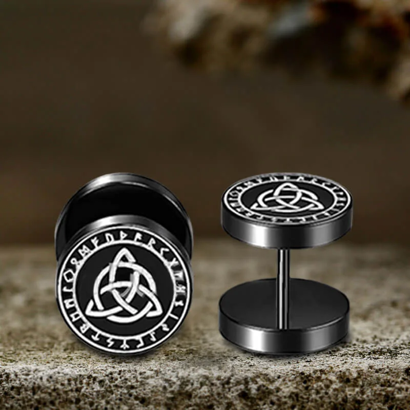 Viking Symbols Stainless Steel Stud Earrings