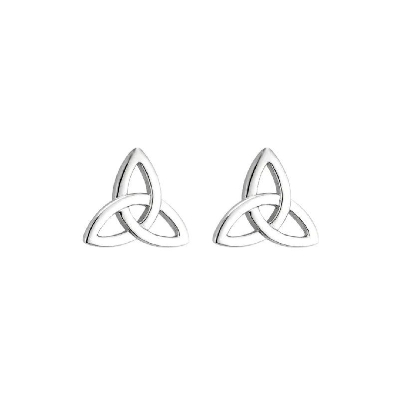 14K White Gold Trinity Knot Stud Earrings