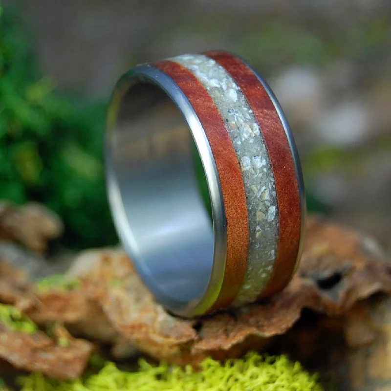 Alabama Cedar |  Cedar Wood & Sea Shells Beach Sand Titanium Wedding Ring