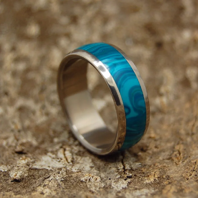 Domed Chrysocolla | Men's Chrysocolla & Titanium Wedding Ring