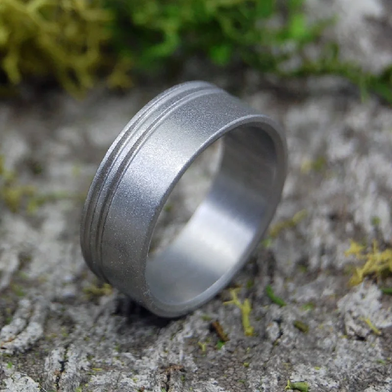 Double Offset Duet Glass Bead Blast | Men's Glass & Titanium Wedding Ring