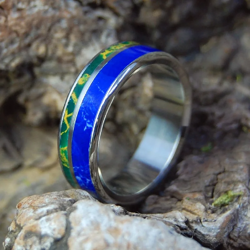 How Blue is Our Sea | Men's Sodalite Stone & Jade Wedding Ring