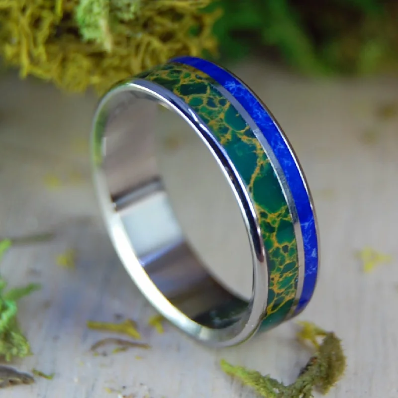 How Green is Our Valley | Men's Sodalite Stone & Jade Wedding Ring