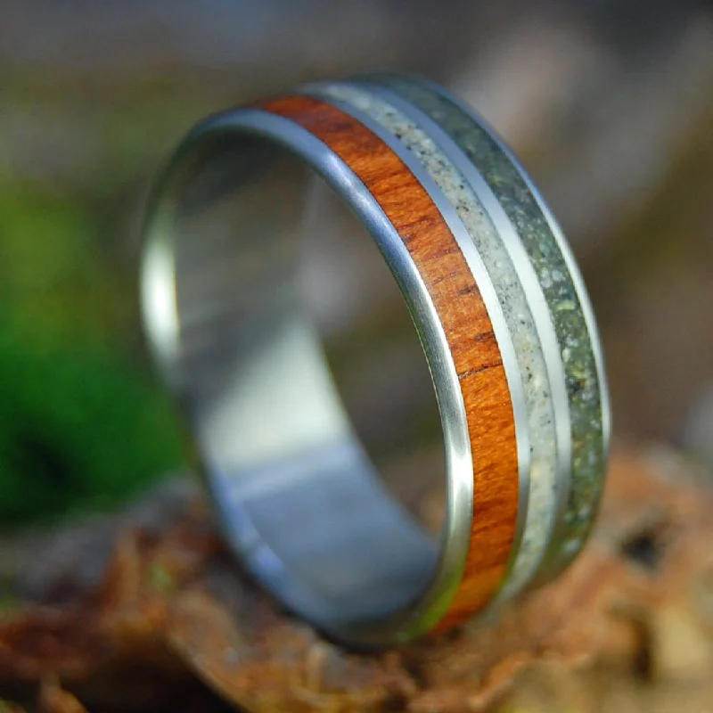 Kalum River High Lake BC | Men's Beach Sand, River Rocks, Snakewood & Titanium Wedding Ring