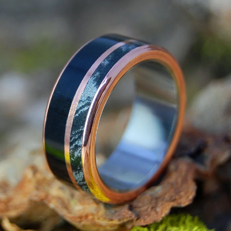 King's Court | Men's Titanium, Copper, Onyx Stone & Silver Wedding Ring