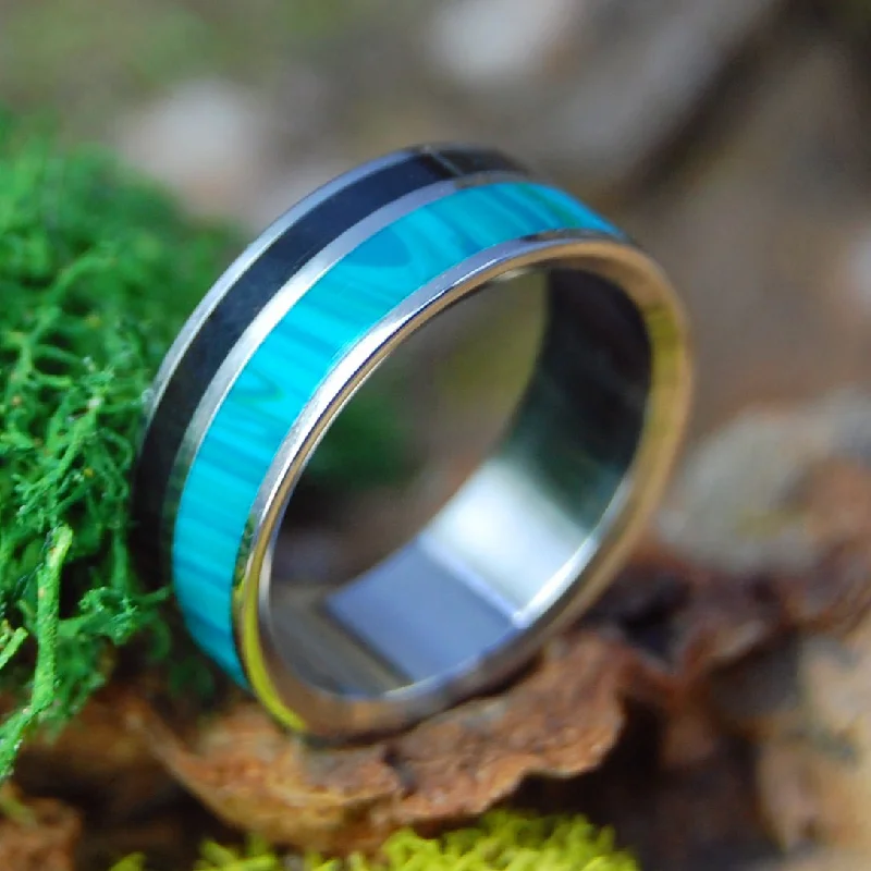 Onyx Chrysocolla | Men's Onyx Stone, Chrysocolla Stone & Titanium Wedding Ring