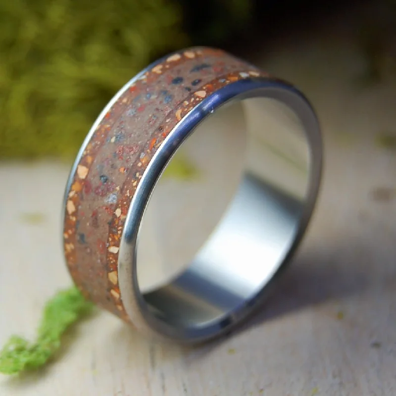 Sunday At Fenway Flush | Men's Baseball Dirt, Fenway Original Brick & Titanium Wedding Ring