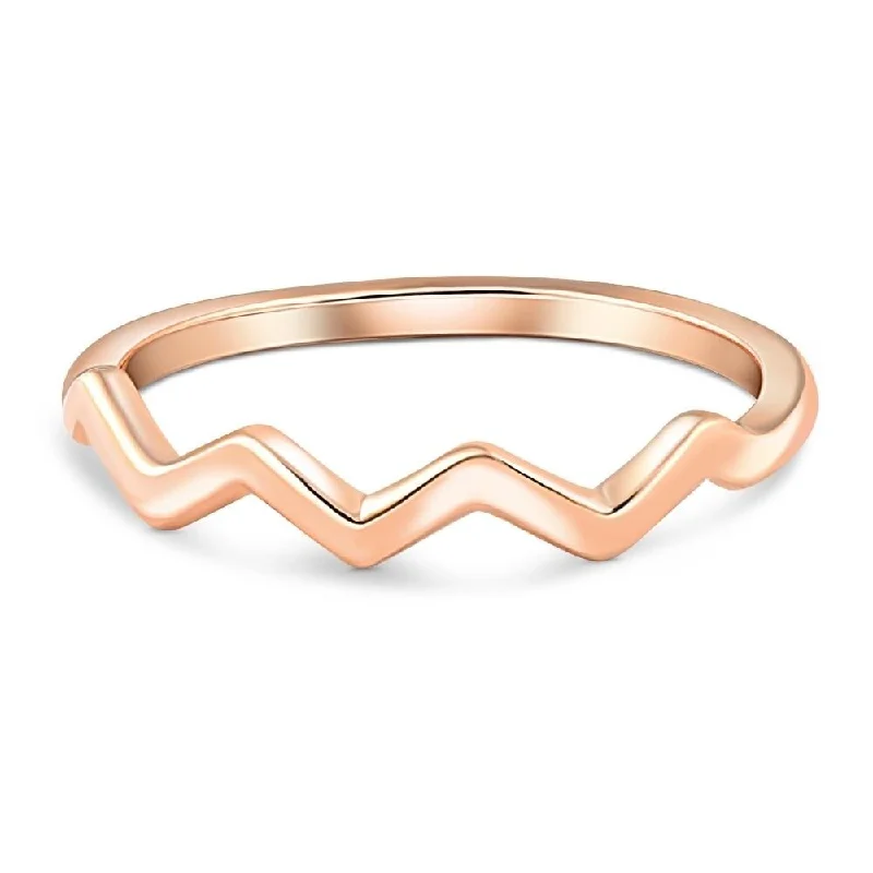 Stackable Zig Zag Women's Ring Wedding Band in 14k White, Rose, or Yellow Gold