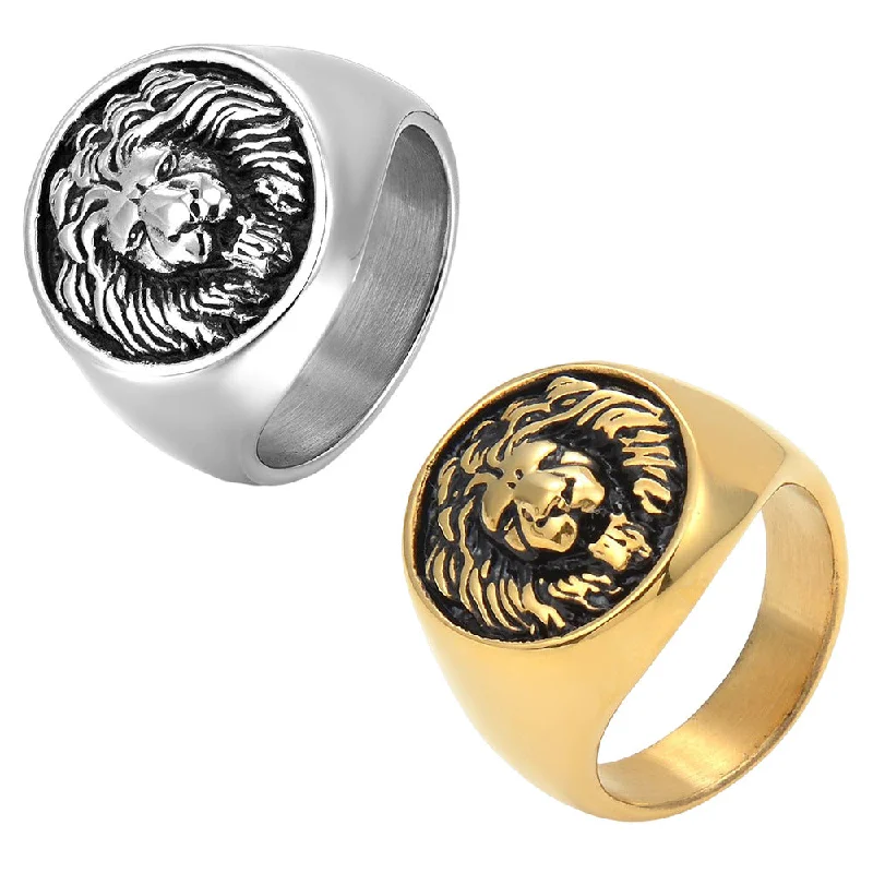 Wholesale Retro Lion's Head Stainless Steel Men's Ring