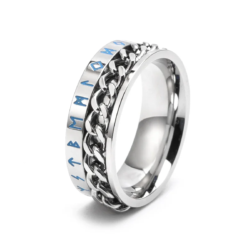 Wholesale Titanium Steel Digital Rotatable Chain Men's Ring