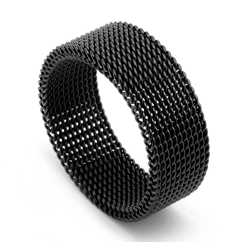 Wholesale Titanium Steel Mesh Men's Ring