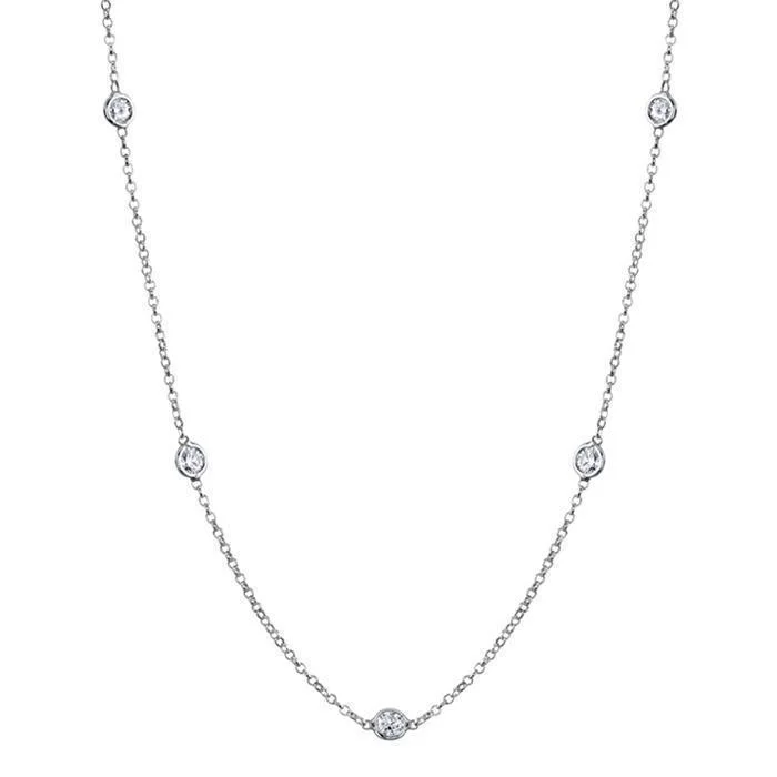 0.50 cttw Lab Created Diamond Bezel Set Station Necklace