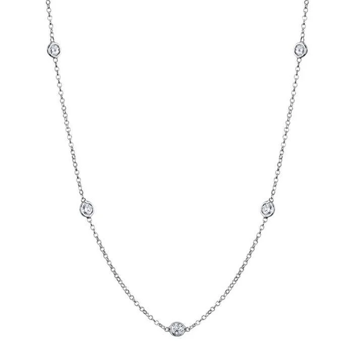 0.85 cttw Lab Created Diamond Bezel Set Station Necklace