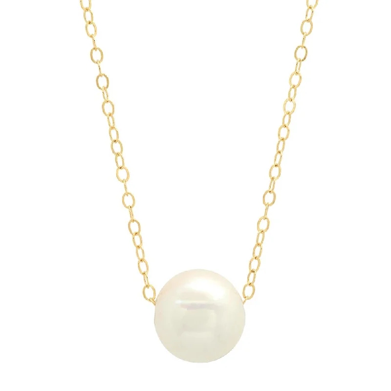 10-11mm White Freshwater Cultured Pearl Pendant 14kt Yellow Gold