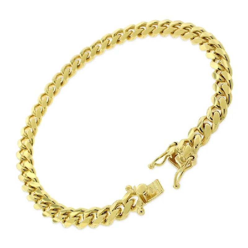 10K Yellow Gold 7MM Solid Miami Cuban Curb Link Bracelet Chains 8.5", Gold Bracelet for Men & Women, 100% Real 10K Gold