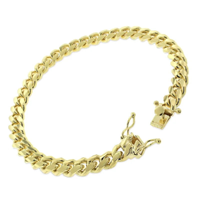 10K Yellow Gold 8MM Solid Miami Cuban Curb Link Bracelet Chains 8.5", Gold Bracelet for Men & Women, 100% Real 10K Gold