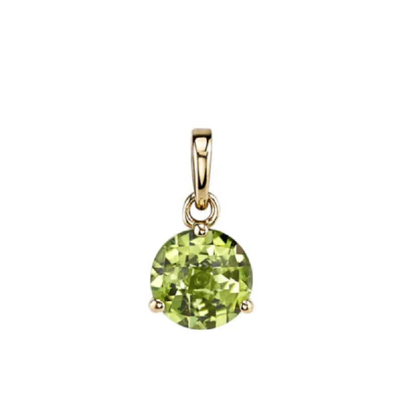 14k Gold 8mm Round Peridot Pendant Necklace