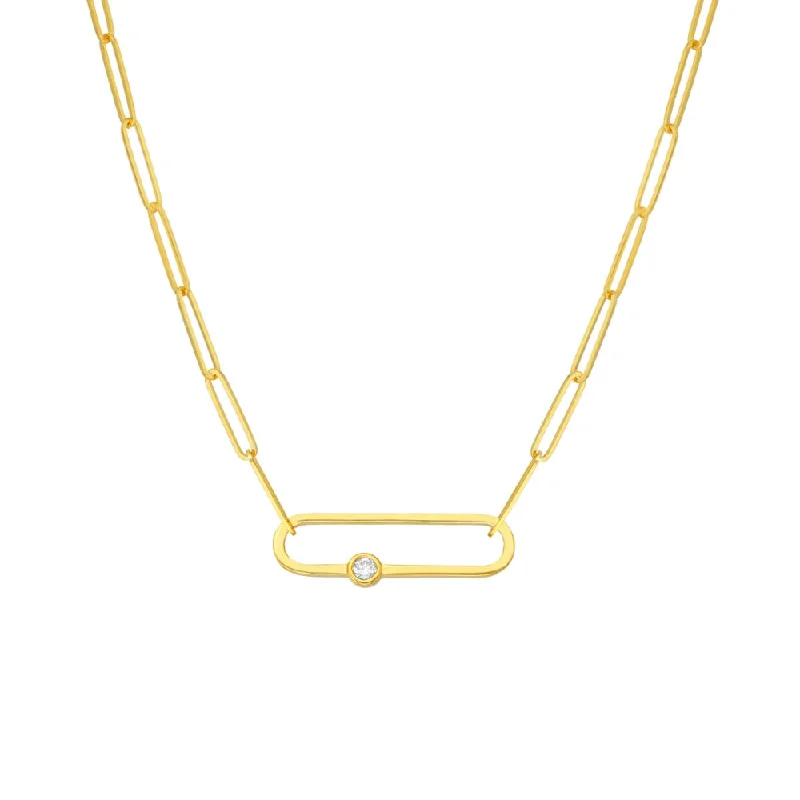 14k Paper Clip Chain with Diamond Accent