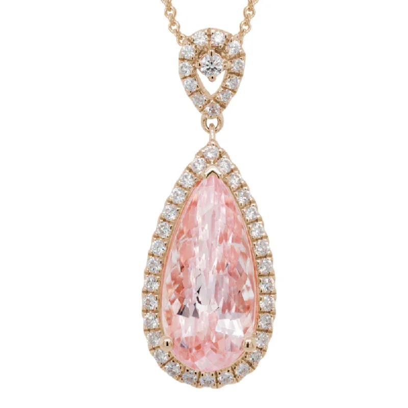 14k Rose Gold Morganite Pendant