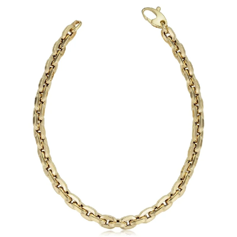 14k Yellow Gold 5 millimeter Polished Square Link Bracelet (8 inches)