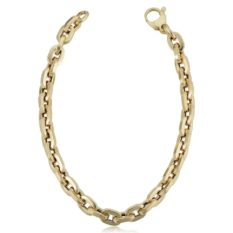 14k Yellow Gold 6 millimeter Polished Square Link Bracelet (8 inches)