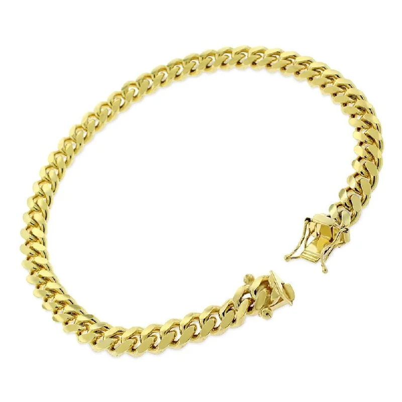 14K Yellow Gold 6MM Solid Miami Cuban Curb Link Bracelet Chain 8.5" Gold Bracelet for Men & Women, 100% Real 14K Gold