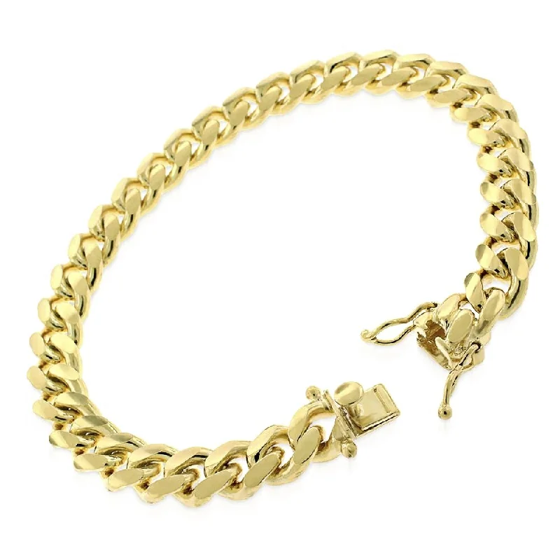 14k Yellow Gold 9MM Solid Miami Cuban Curb Link Bracelet