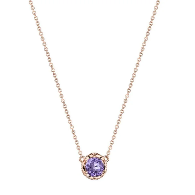 Tacori Petite Crescent Station Necklace Featuring Rose Amethyst