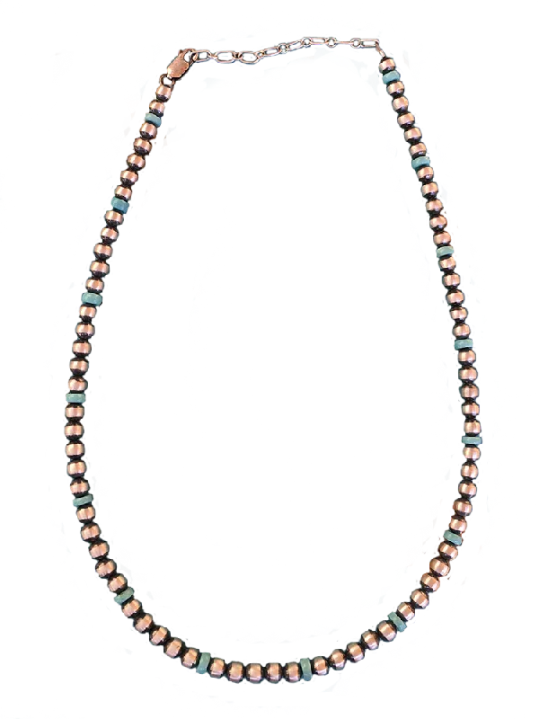 5mm Turquoise Bead + Navajo Pearl Necklace, 16 and 18"