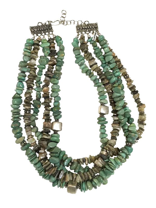 Paige Wallace 17" 5-Strand Turquoise Chips Necklace