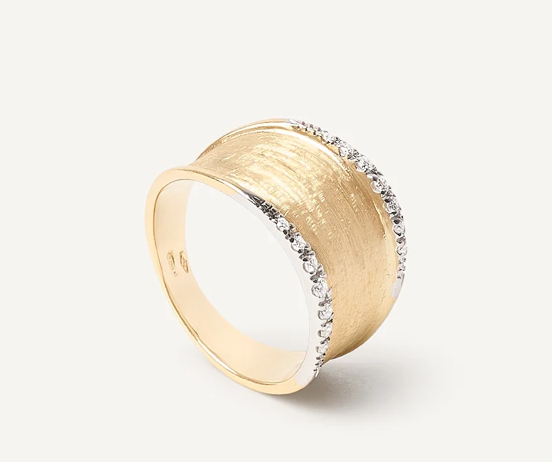 18K Yellow Gold Medium Band with Diamonds