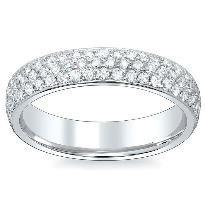 1.70 cttw Three Row Pave Set Diamond Eternity Band