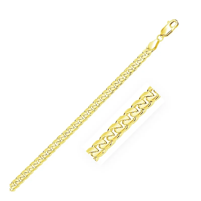 4.4mm 14k Yellow Gold Solid Miami Cuban Bracelet