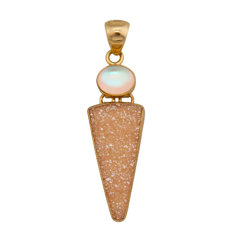 Alchemia Luminite and Peach Druzy Double Pendant