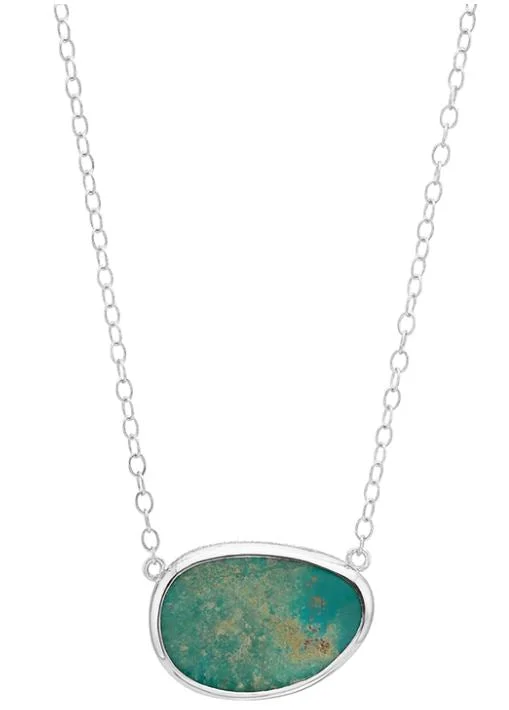 Anna Beck Sterling Silver Large Asymmetrical Turquoise Necklace