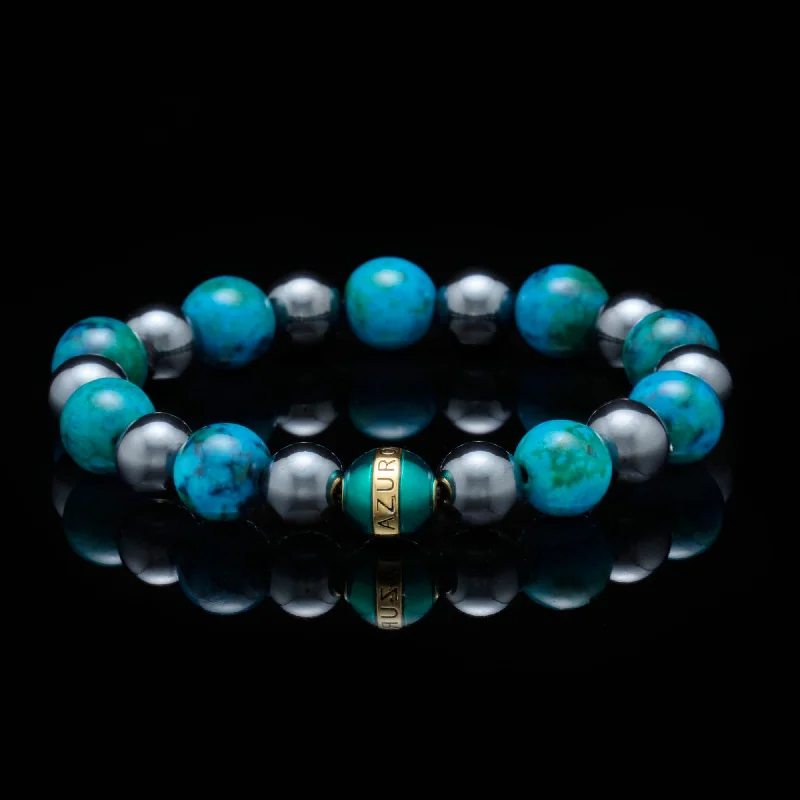 Artemis | Gold Enamel Hematite Turquoise Beaded Bracelet