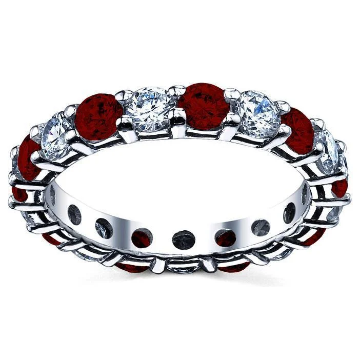 Birthday Eternity Band with Garnets and Diamonds