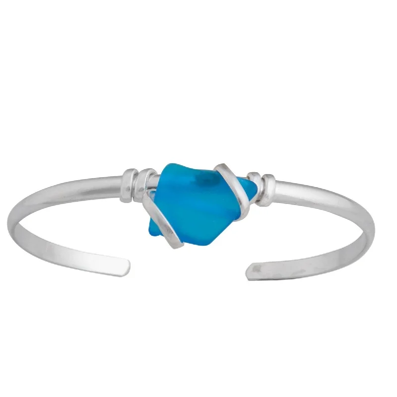 Blue Pompano Beach Glass Mini Cuff