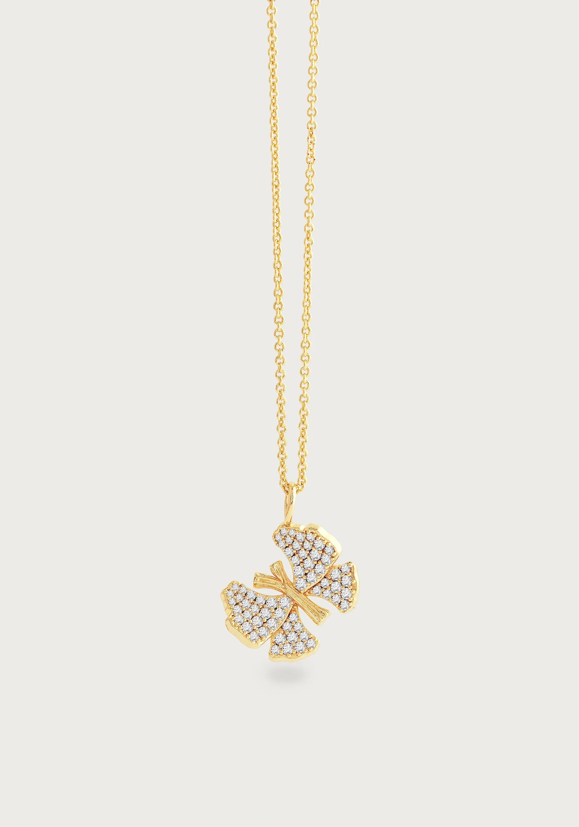 Butterfly White Pavé Necklace