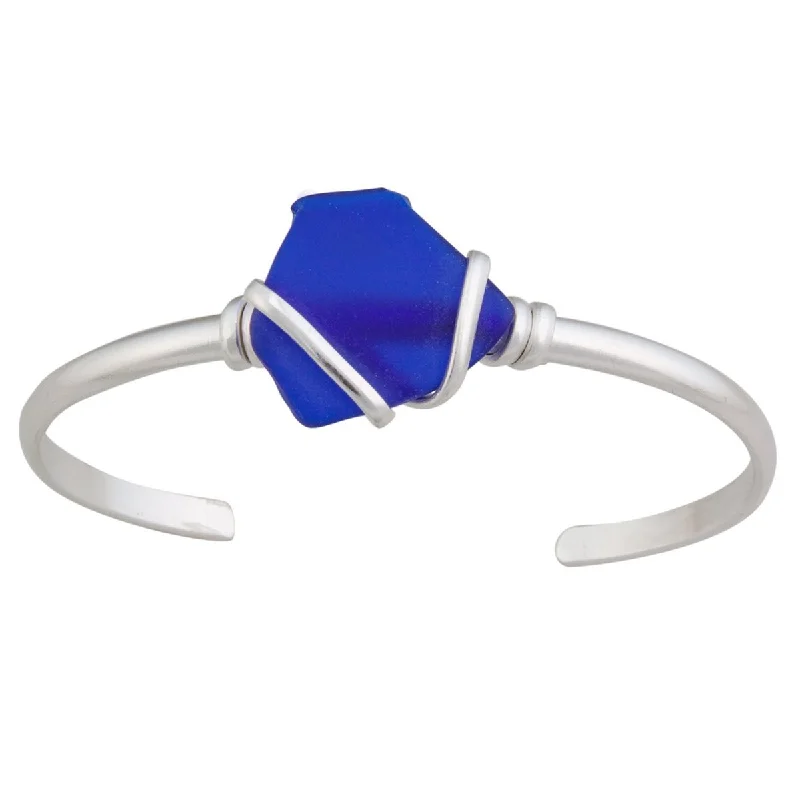 Cobalt Blue Pompano Beach Glass Mini Cuff